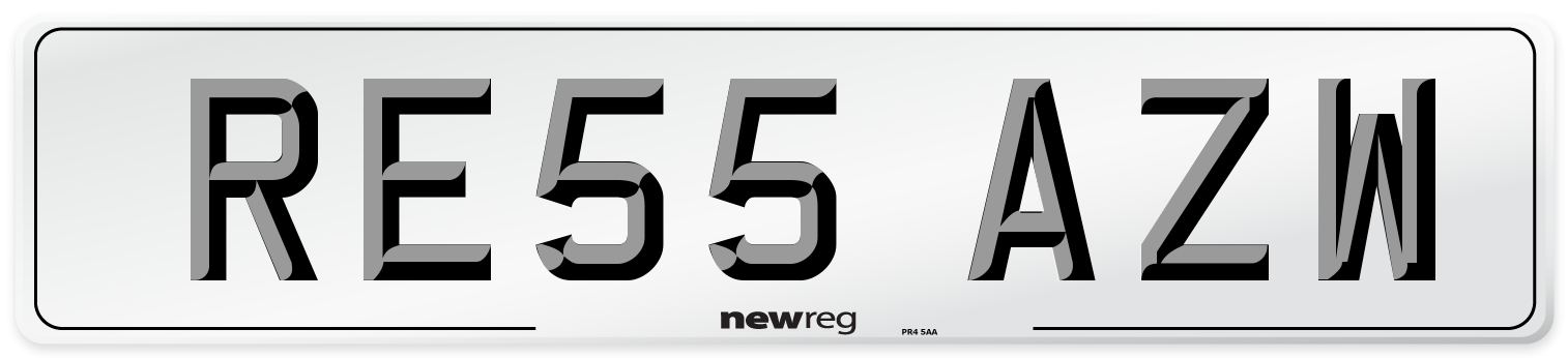 RE55 AZW Number Plate from New Reg
